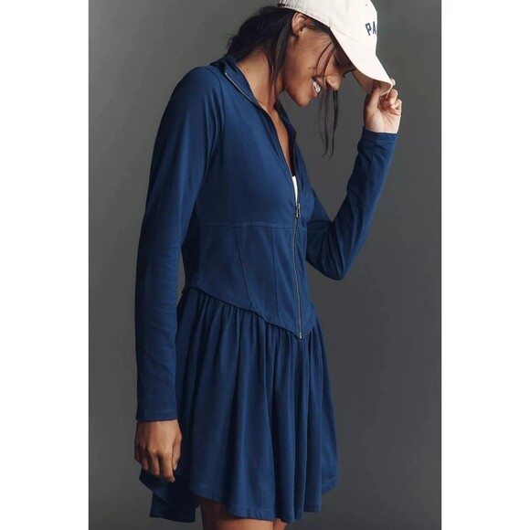 Daily Practice By Anthropologie Taylor Long-Sleeve Zip-Front Mini Dress L 284598 - Picture 2 of 10